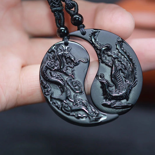Amuleto Yin Yang Dragão e Fênix (2 peças)