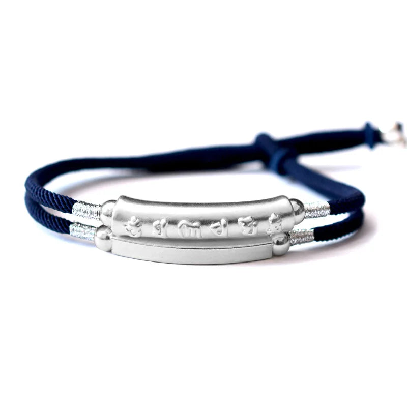 Pulseira Tibetana - Mantra (Corda Premium + Prata 999/925)