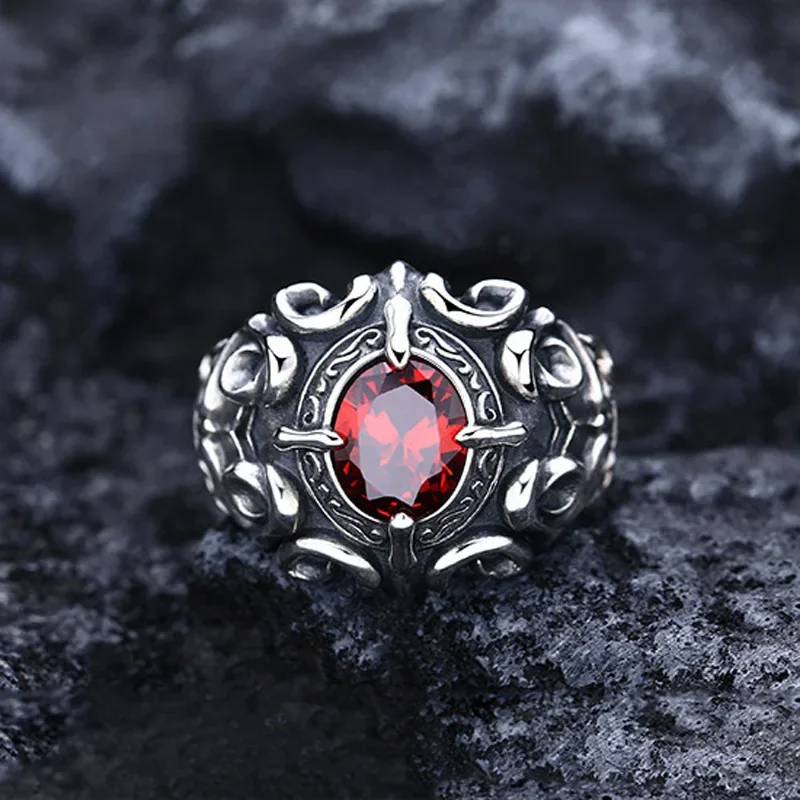 Anel Dark Ruby - Prata 925