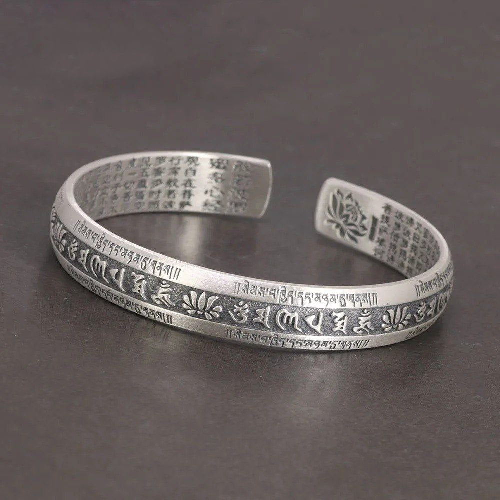 Bracelete Mantra Seis Sílabas - Prata 999