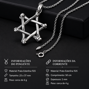 Colar Estrela de Davi - Prata 925