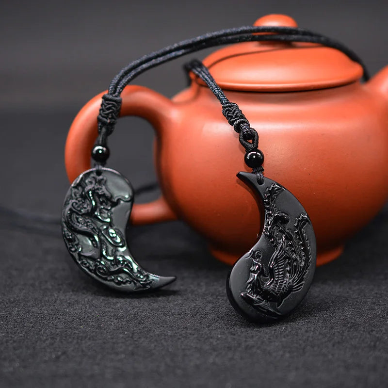 Amuleto Yin Yang Dragão e Fênix (2 peças)