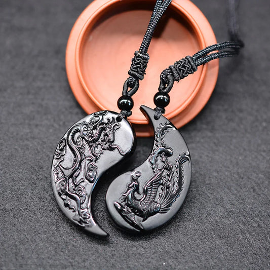 Amuleto Yin Yang Dragão e Fênix (2 peças)