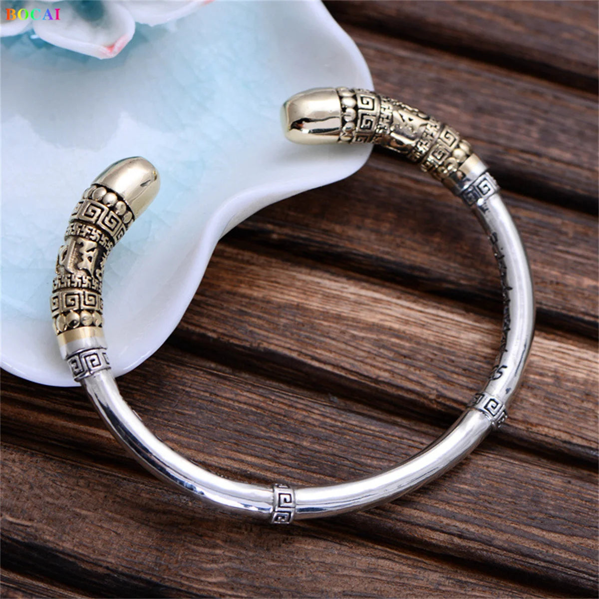 Bracelete Vintage Tibetano - Prata 925 e Bronze