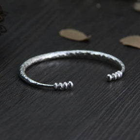 Bracelete Martelado Slim - Prata 925 4.3mm (Ajustável)