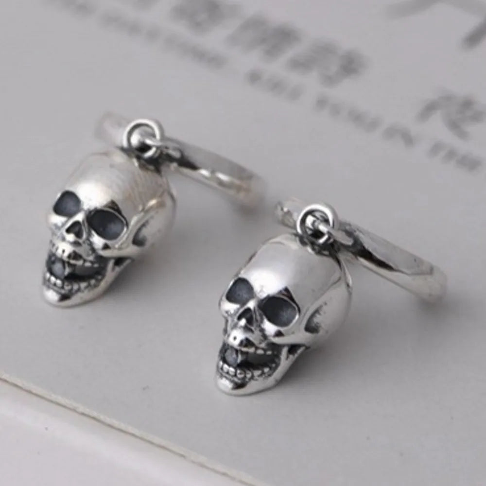 Brincos Vintage Skull - Prata 925