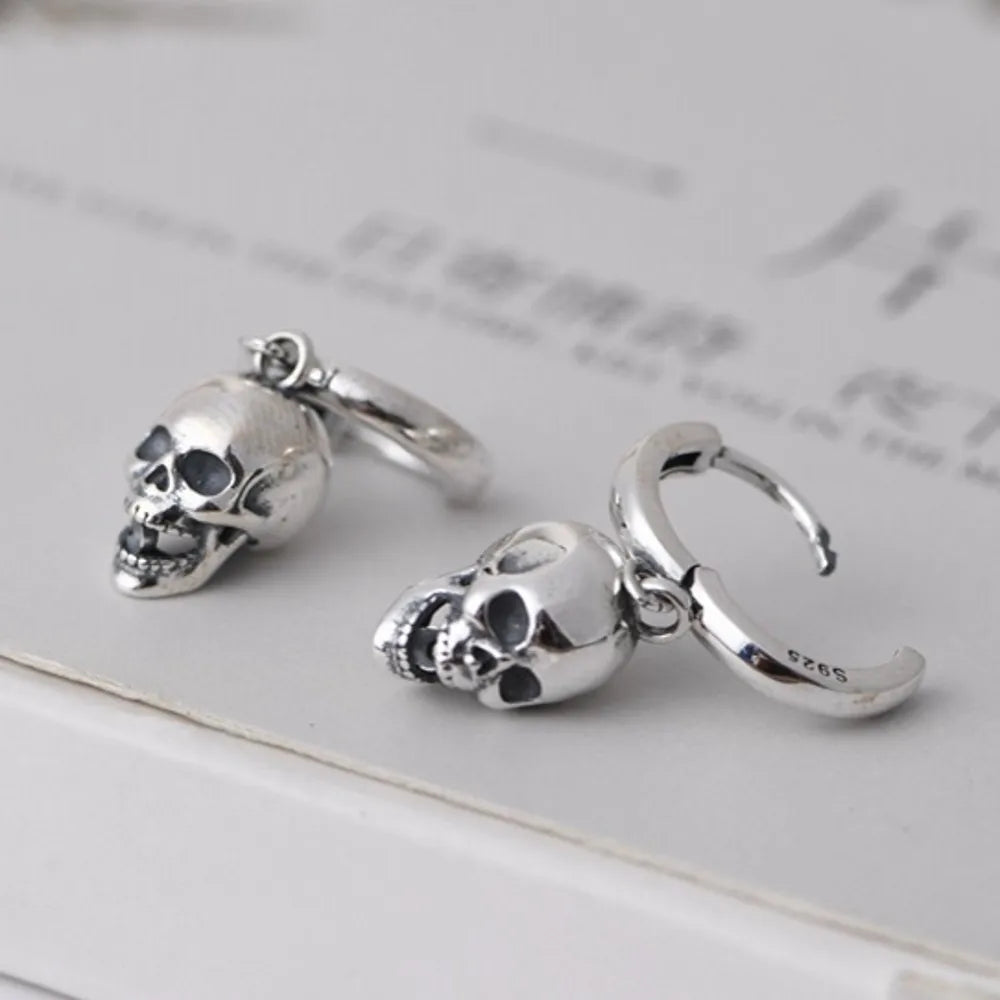 Brincos Vintage Skull - Prata 925