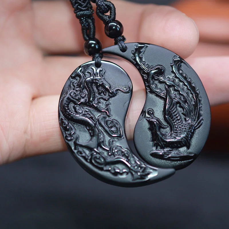 Amuleto Yin Yang Dragão e Fênix (2 peças)
