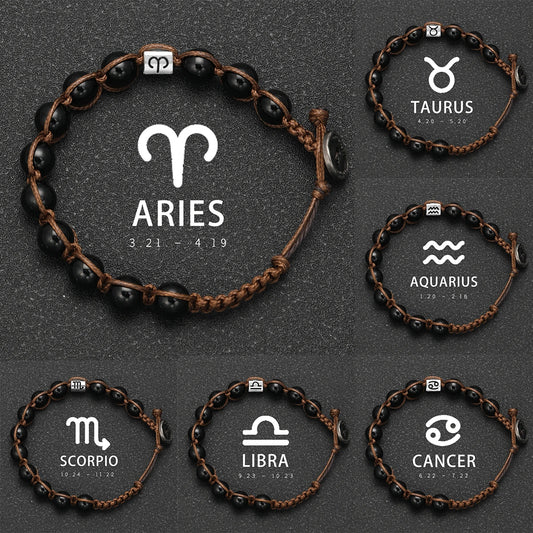 Pulseira Signus - Pedra Obsidiana Negra (Ajustável)