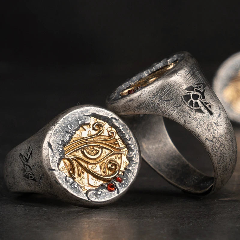 Anel Tesouro de Hórus - Prata 925 (Ajustável)