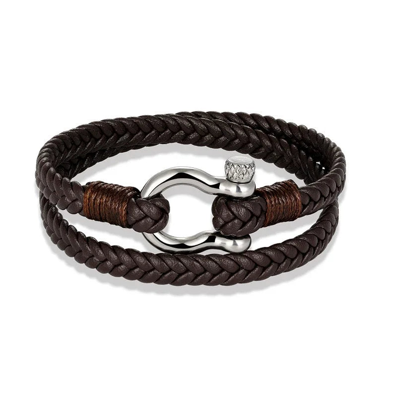 Pulseira Onyx – Aço Inoxidável e Couro Premium