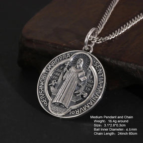 Colar Medalhão São Bento - Prata 925