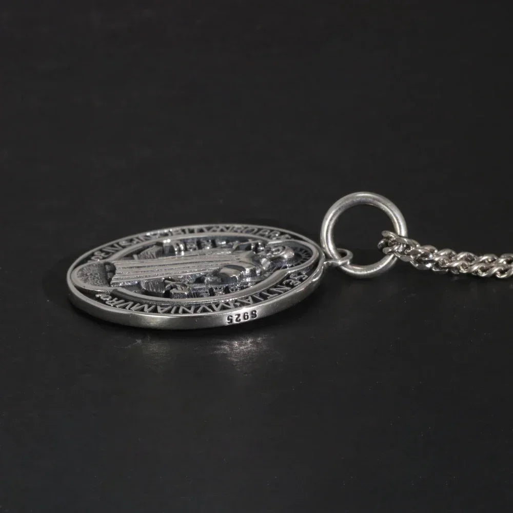 Colar Medalhão São Bento - Prata 925