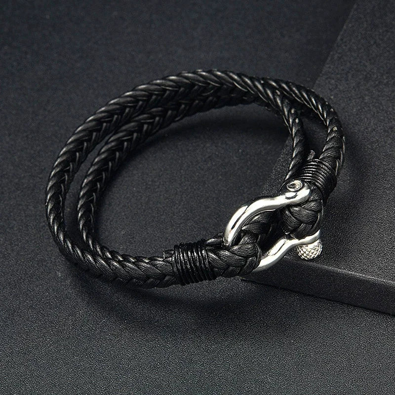Pulseira Onyx – Aço Inoxidável e Couro Premium