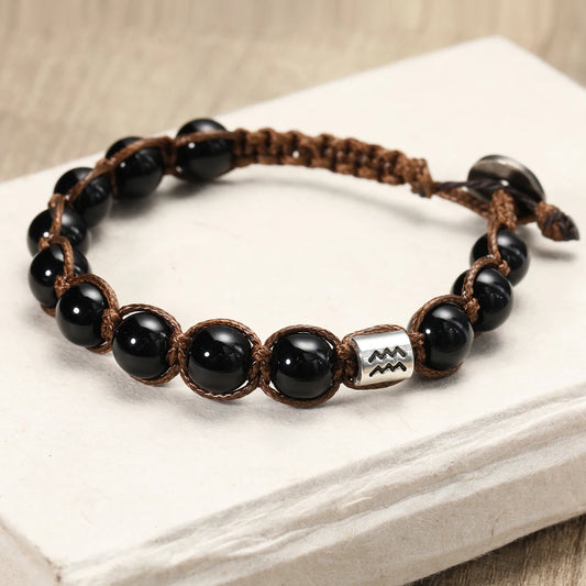 Pulseira Signus - Pedra Obsidiana Negra (Ajustável)
