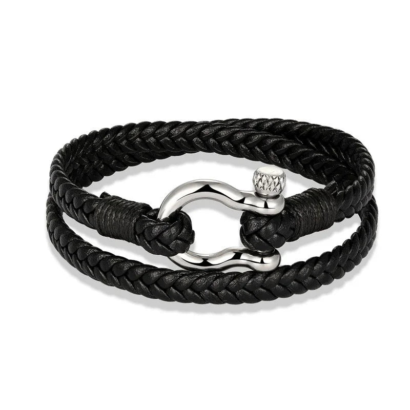 Pulseira Onyx – Aço Inoxidável e Couro Premium