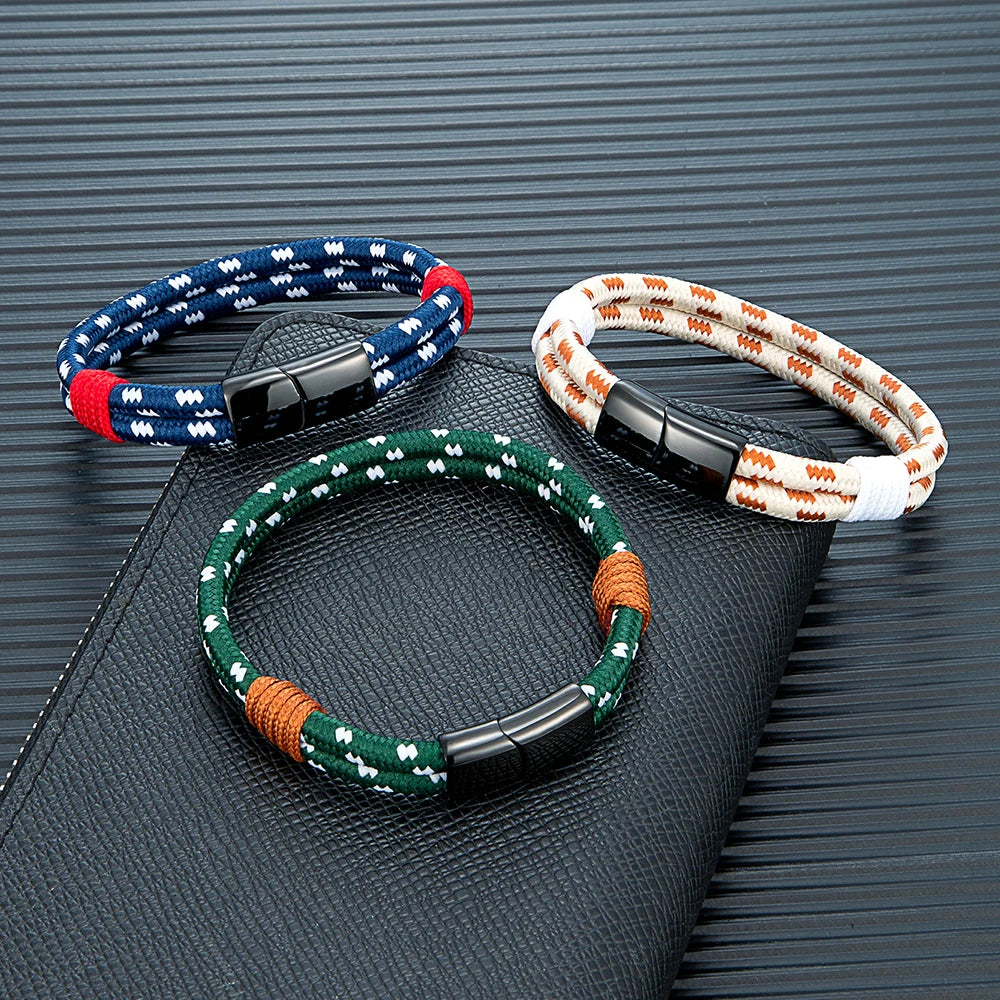Pulseira Nauticus – Dupla Corda Náutica e Aço Inoxidável