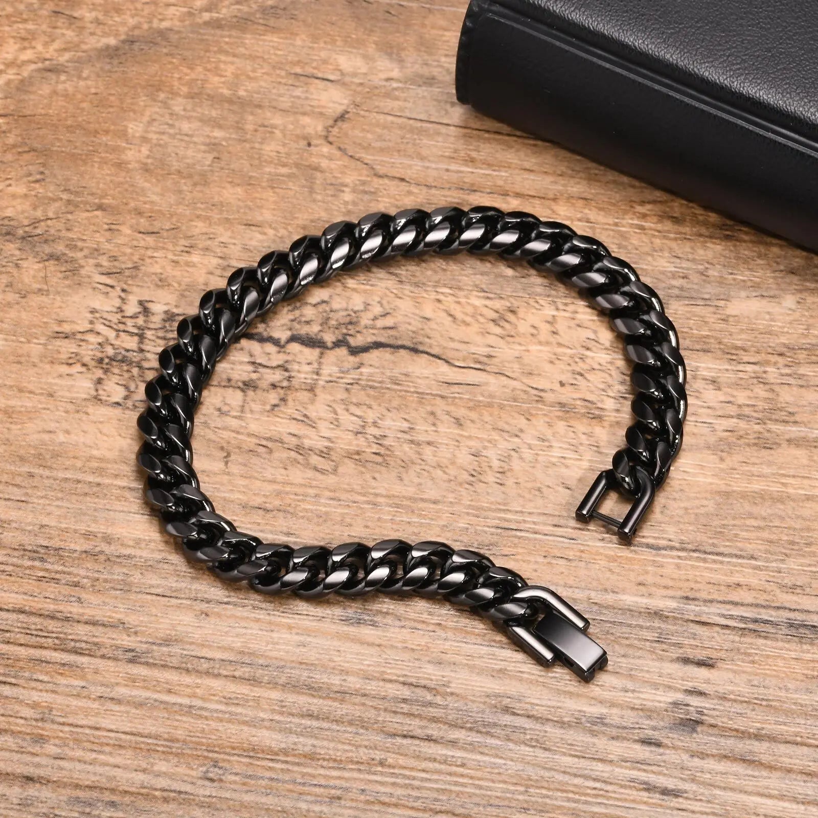 Pulseira Miami Black - Aço Inoxidável