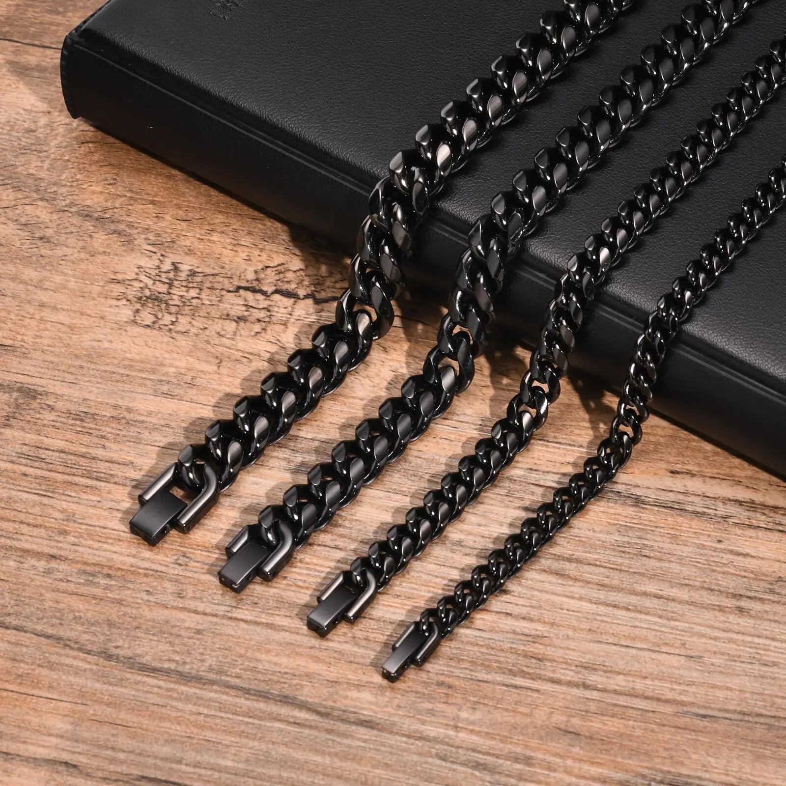 Pulseira Miami Black - Aço Inoxidável