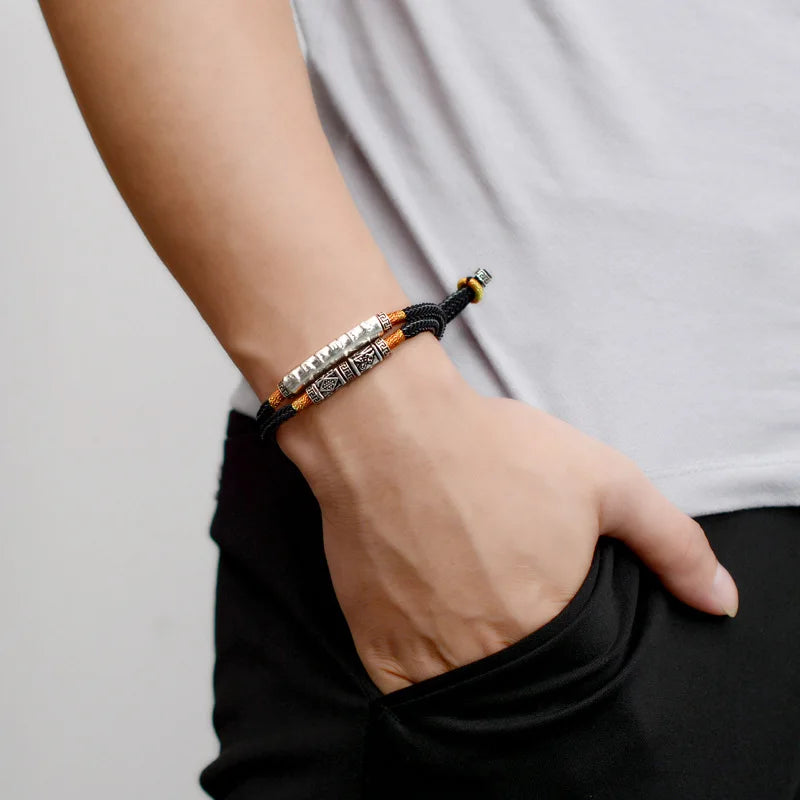 Pulseira Tibetana - Mantra (Corda Premium + Prata 999/925)