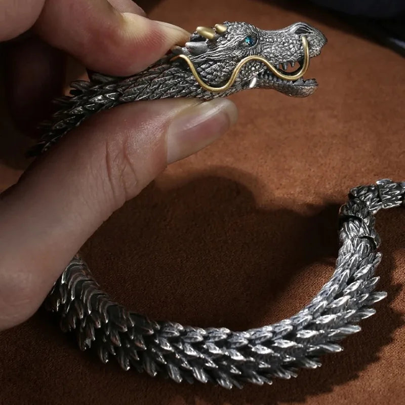 Pulseira Dragon - Banhanda a Prata Antiga