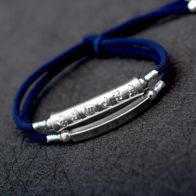 Pulseira Tibetana - Mantra (Corda Premium + Prata 999/925)