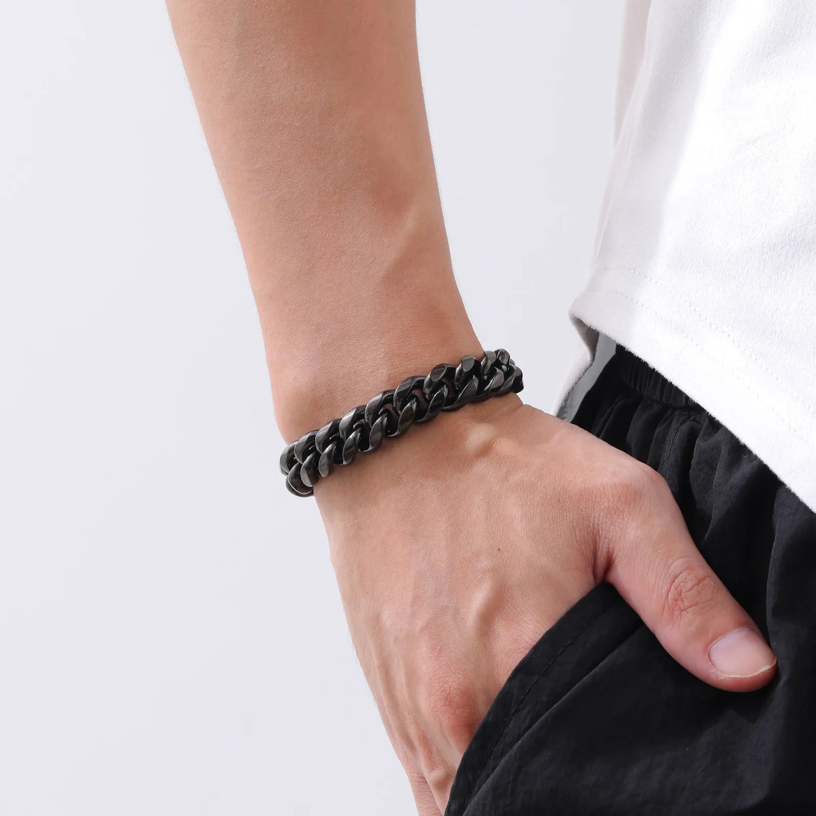 Pulseira Miami Black - Aço Inoxidável