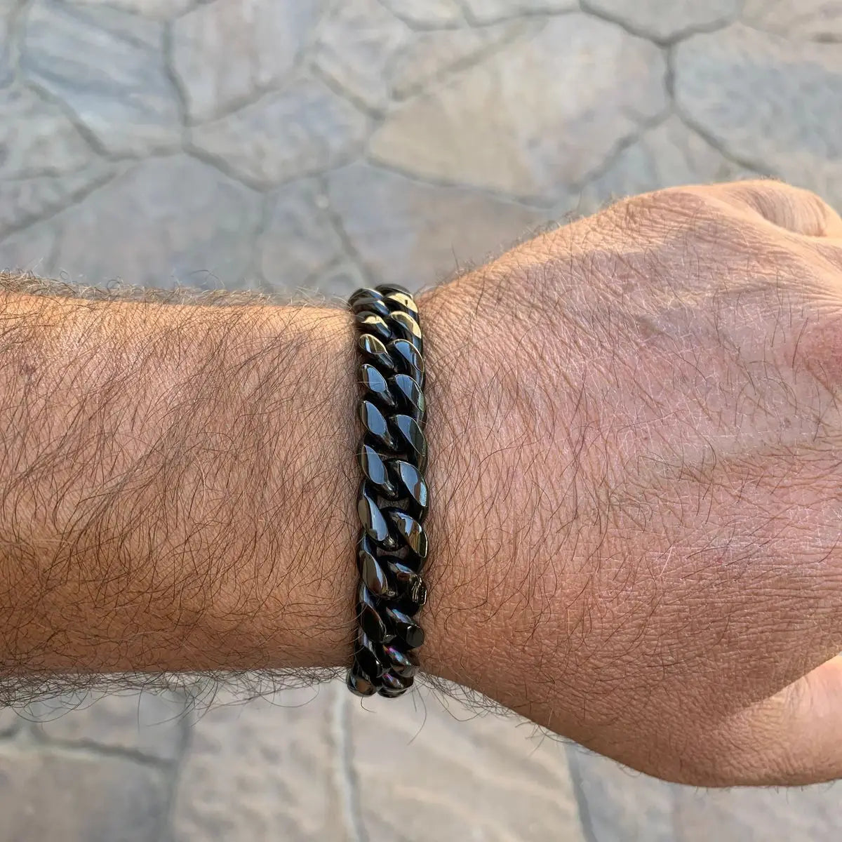 Pulseira Miami Black - Aço Inoxidável