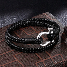 Pulseira Onyx – Aço Inoxidável e Couro Premium