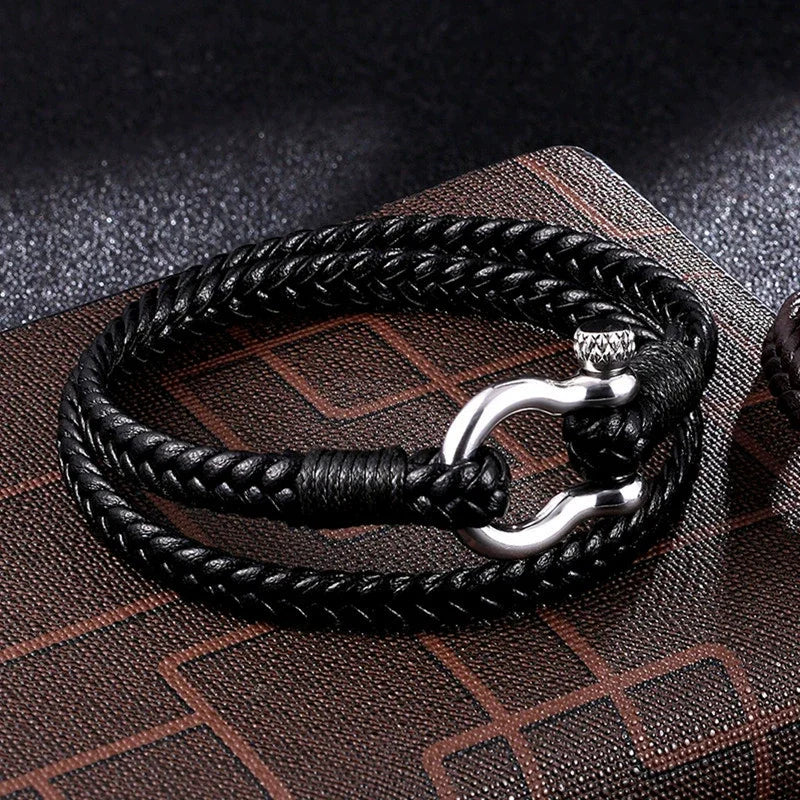 Pulseira Onyx – Aço Inoxidável e Couro Premium