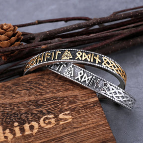 Bracelete Valknut Runas - Aço Inoxidável