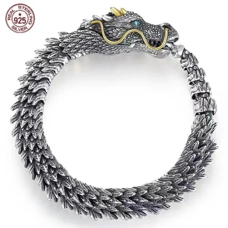 Pulseira Dragon - Banhada a Prata