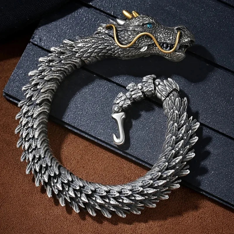 Pulseira Dragon - Banhanda a Prata Antiga