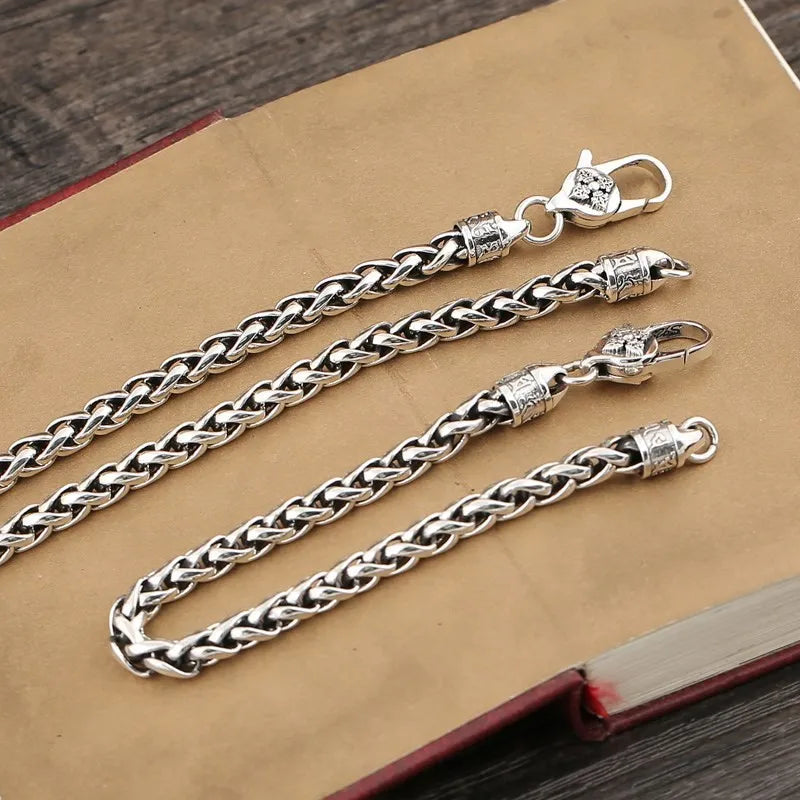 Pulseira/Corrente Budista Mantra Vajra - Prata 925 (5mm) NOVO