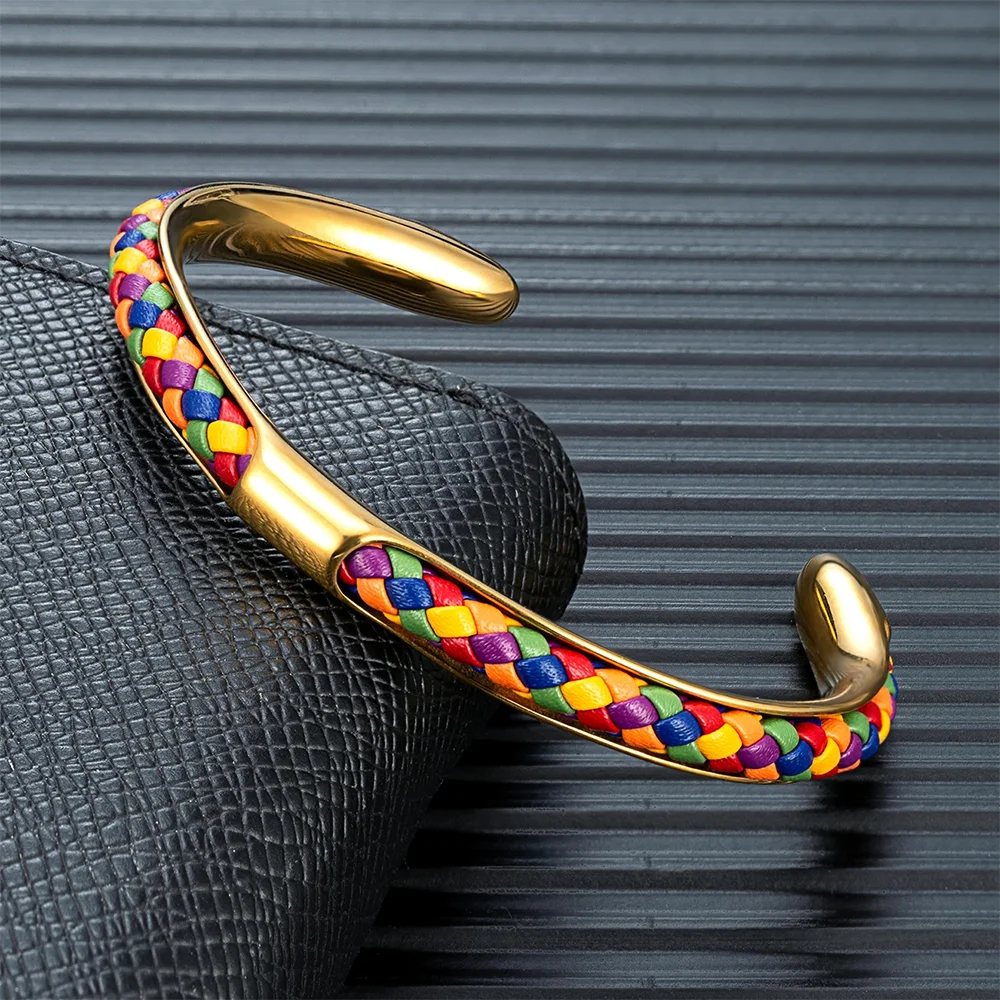 MKENDN Luxury Men Stainless Steel Blue Python Skin Cuff Bracelet Bangles Fashion Minimalist Jewelry Pulseras Lovers' Gift