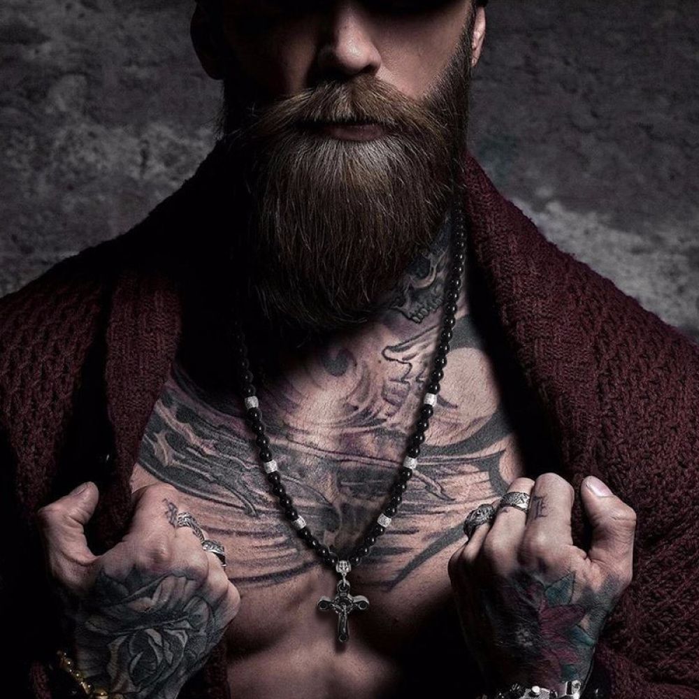 Colar Crucifixo Rosário Negro